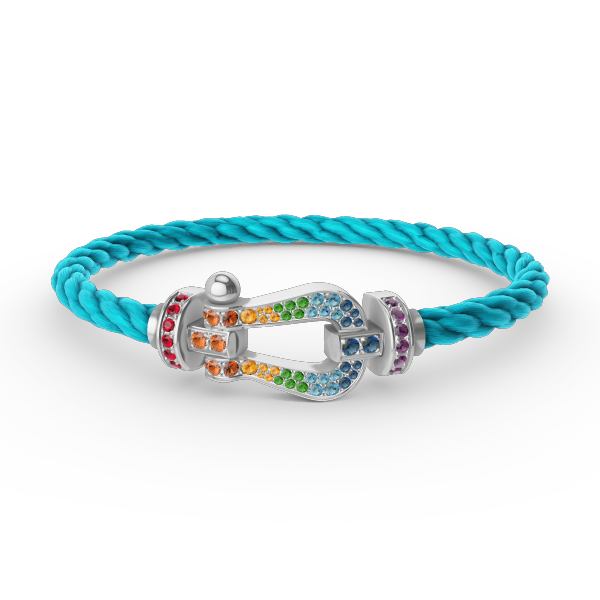 [Vintora]FORC LARGE HORSESHOE  COLORED DIAMOND BRACELET SILVER
