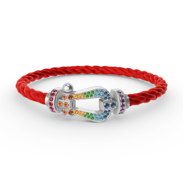 [Vintora]FORC LARGE HORSESHOE  COLORED DIAMOND BRACELET SILVER
