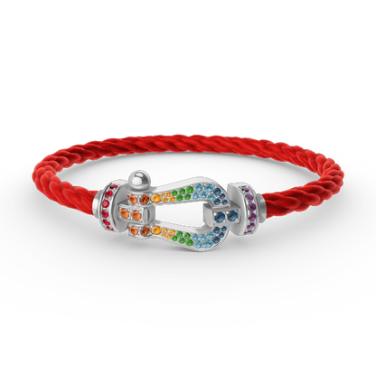 [Vintora]FORC LARGE HORSESHOE  COLORED DIAMOND BRACELET SILVER