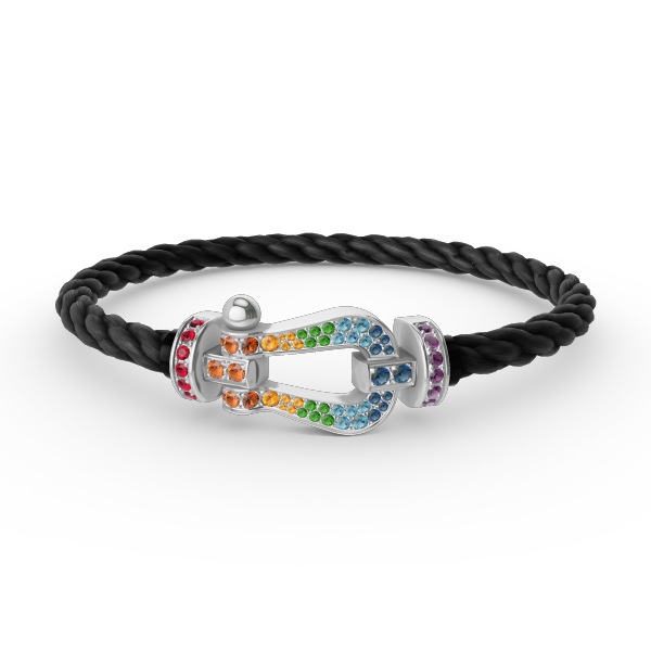 [Vintora]FORC LARGE HORSESHOE  COLORED DIAMOND BRACELET SILVER