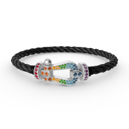[Vintora]FORC LARGE HORSESHOE  COLORED DIAMOND BRACELET SILVER