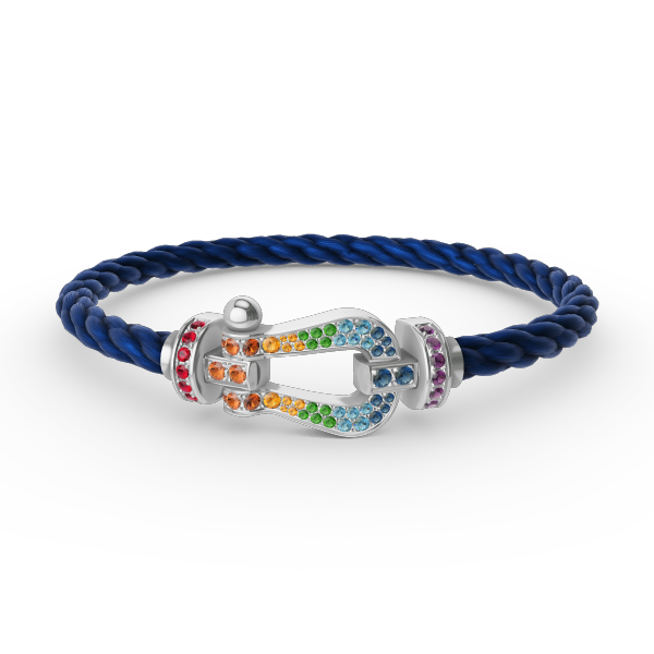 [Vintora]FORC LARGE HORSESHOE  COLORED DIAMOND BRACELET SILVER