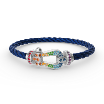 [Vintora]FORC LARGE HORSESHOE  COLORED DIAMOND BRACELET SILVER