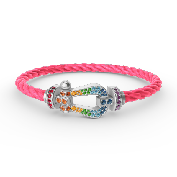 [Vintora]FORC LARGE HORSESHOE  COLORED DIAMOND BRACELET SILVER