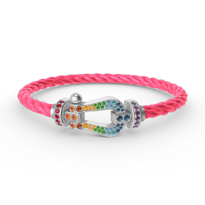 [Vintora]FORC LARGE HORSESHOE  COLORED DIAMOND BRACELET SILVER