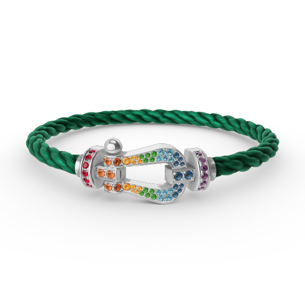 [Vintora]FORC LARGE HORSESHOE  COLORED DIAMOND BRACELET SILVER