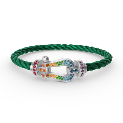 [Vintora]FORC LARGE HORSESHOE  COLORED DIAMOND BRACELET SILVER