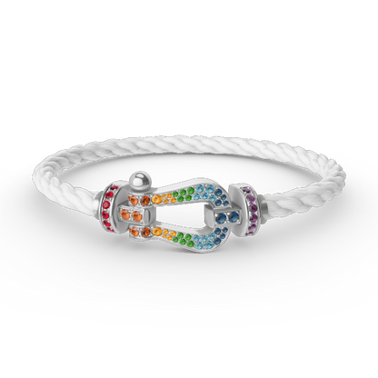 [Vintora]FORC LARGE HORSESHOE  COLORED DIAMOND BRACELET SILVER