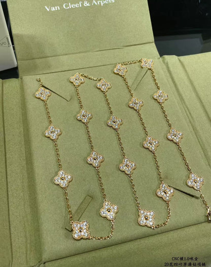 [Vintora]CLOVER 20 MOTIFS FULL-DIAMOND NECKLACE