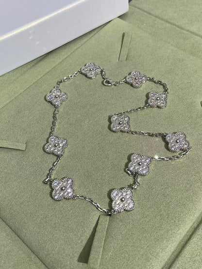 [Vintora Jewelry]CLOVER 10 MOTIFS  FULL DIAMOND NECKLACE