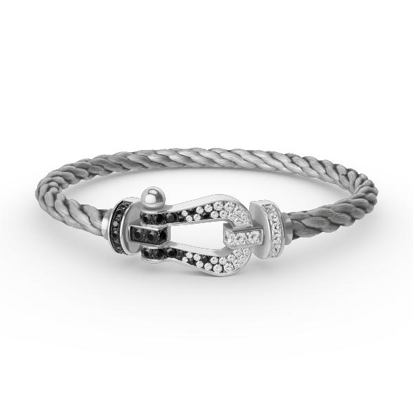 [Vintora]FORCE LARGE HORSESHOE BLACK WHITE DIAMOND BRACELET SILVER