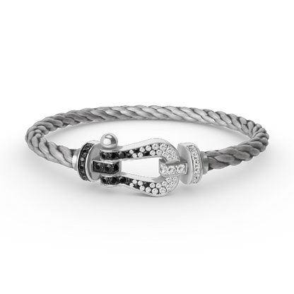 [Vintora]FORCE LARGE HORSESHOE BLACK WHITE DIAMOND BRACELET SILVER