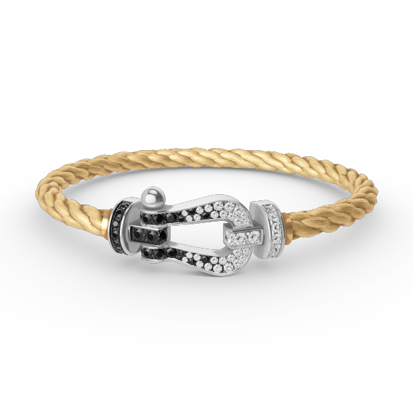 [Vintora]FORCE LARGE HORSESHOE BLACK WHITE DIAMOND BRACELET SILVER