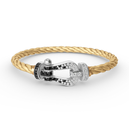 [Vintora]FORCE LARGE HORSESHOE BLACK WHITE DIAMOND BRACELET SILVER