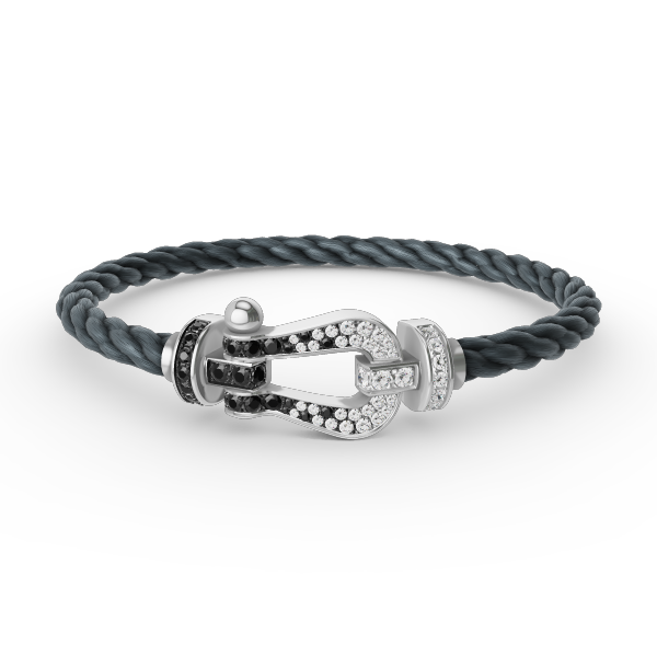 [Vintora]FORCE LARGE HORSESHOE BLACK WHITE DIAMOND BRACELET SILVER