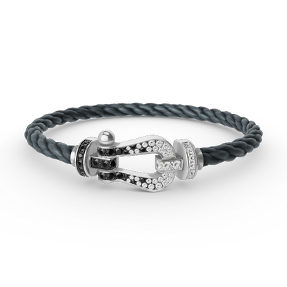 [Vintora]FORCE LARGE HORSESHOE BLACK WHITE DIAMOND BRACELET SILVER