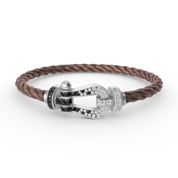 [Vintora]FORCE LARGE HORSESHOE BLACK WHITE DIAMOND BRACELET SILVER