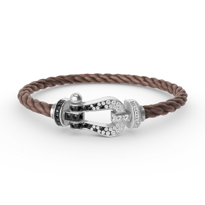 [Vintora]FORCE LARGE HORSESHOE BLACK WHITE DIAMOND BRACELET SILVER