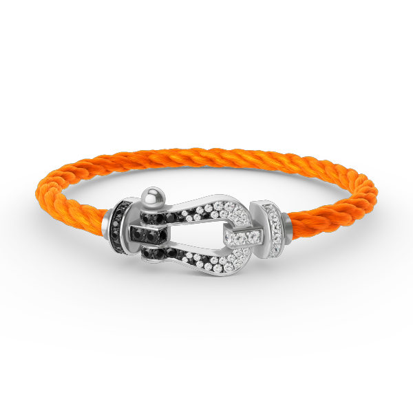 [Vintora]FORCE LARGE HORSESHOE BLACK WHITE DIAMOND BRACELET SILVER