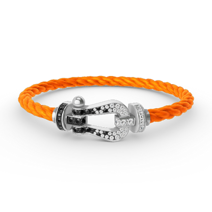 [Vintora]FORCE LARGE HORSESHOE BLACK WHITE DIAMOND BRACELET SILVER