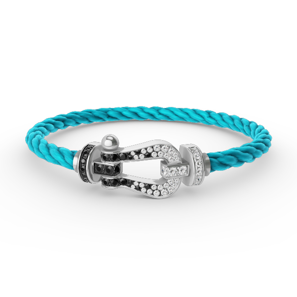 [Vintora]FORCE LARGE HORSESHOE BLACK WHITE DIAMOND BRACELET SILVER