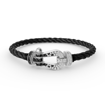 [Vintora]FORCE LARGE HORSESHOE BLACK WHITE DIAMOND BRACELET SILVER