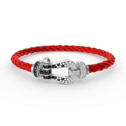 [Vintora]FORCE LARGE HORSESHOE BLACK WHITE DIAMOND BRACELET SILVER