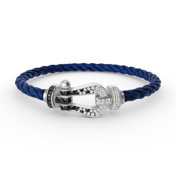 [Vintora]FORCE LARGE HORSESHOE BLACK WHITE DIAMOND BRACELET SILVER