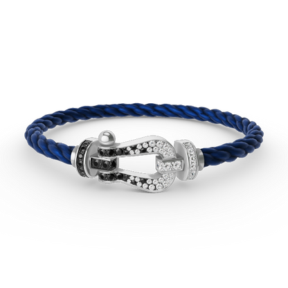 [Vintora]FORCE LARGE HORSESHOE BLACK WHITE DIAMOND BRACELET SILVER