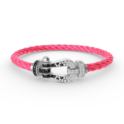 [Vintora]FORCE LARGE HORSESHOE BLACK WHITE DIAMOND BRACELET SILVER