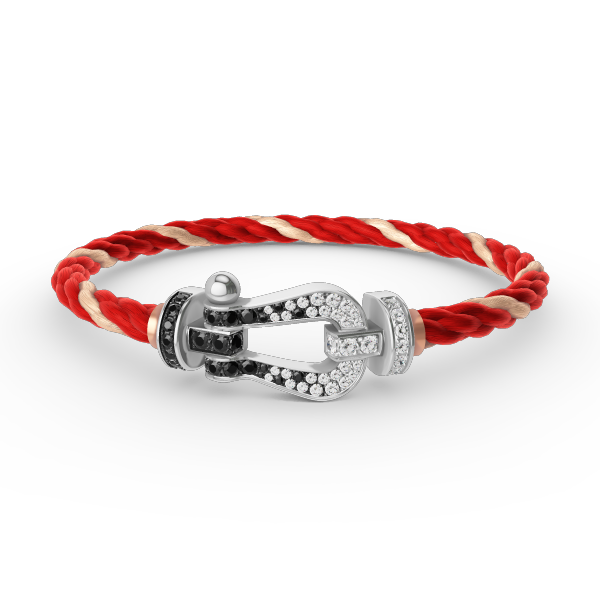 [Vintora]FORCE LARGE HORSESHOE BLACK WHITE DIAMOND BRACELET SILVER