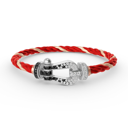 [Vintora]FORCE LARGE HORSESHOE BLACK WHITE DIAMOND BRACELET SILVER