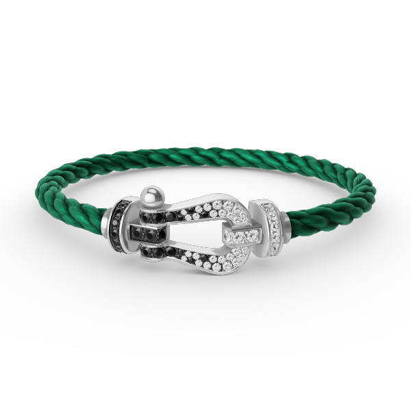 [Vintora]FORCE LARGE HORSESHOE BLACK WHITE DIAMOND BRACELET SILVER