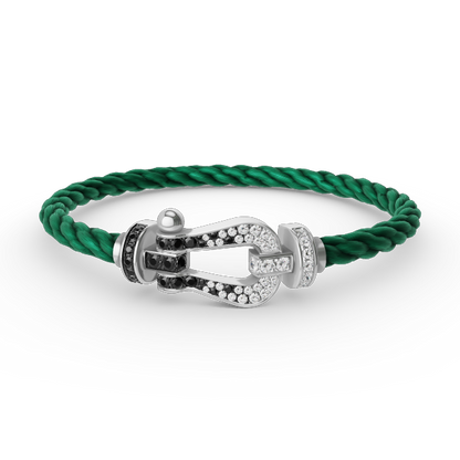 [Vintora]FORCE LARGE HORSESHOE BLACK WHITE DIAMOND BRACELET SILVER