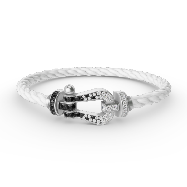 [Vintora]FORCE LARGE HORSESHOE BLACK WHITE DIAMOND BRACELET SILVER