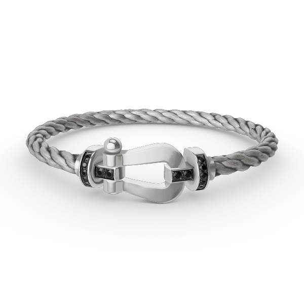 [Vintora]FORCE LARGE HORSESHOE BLACK DIAMOND BRACELET SILVER