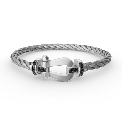 [Vintora]FORCE LARGE HORSESHOE BLACK DIAMOND BRACELET SILVER