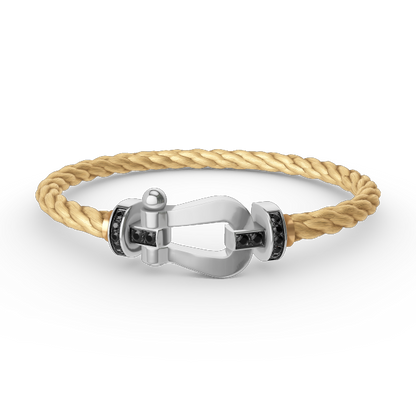 [Vintora]FORCE LARGE HORSESHOE BLACK DIAMOND BRACELET SILVER