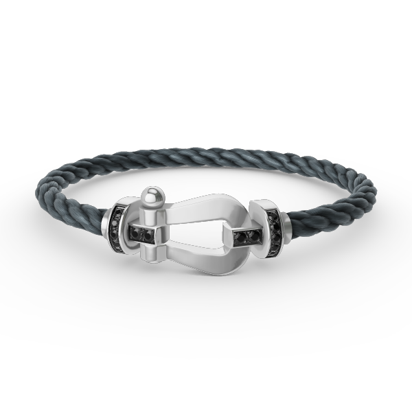 [Vintora]FORCE LARGE HORSESHOE BLACK DIAMOND BRACELET SILVER