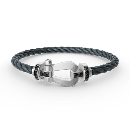 [Vintora]FORCE LARGE HORSESHOE BLACK DIAMOND BRACELET SILVER