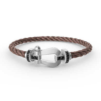 [Vintora]FORCE LARGE HORSESHOE BLACK DIAMOND BRACELET SILVER