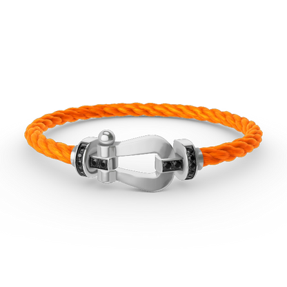 [Vintora]FORCE LARGE HORSESHOE BLACK DIAMOND BRACELET SILVER