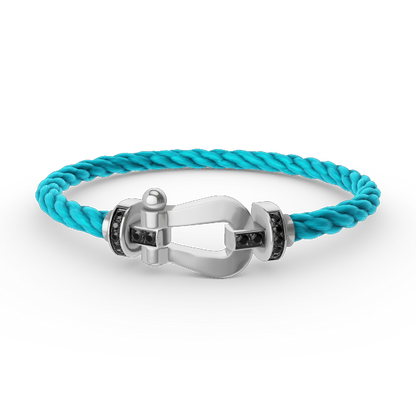 [Vintora]FORCE LARGE HORSESHOE BLACK DIAMOND BRACELET SILVER