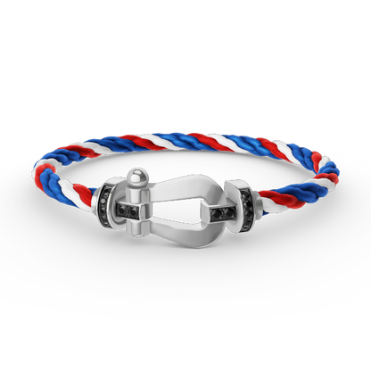[Vintora]FORCE LARGE HORSESHOE BLACK DIAMOND BRACELET SILVER