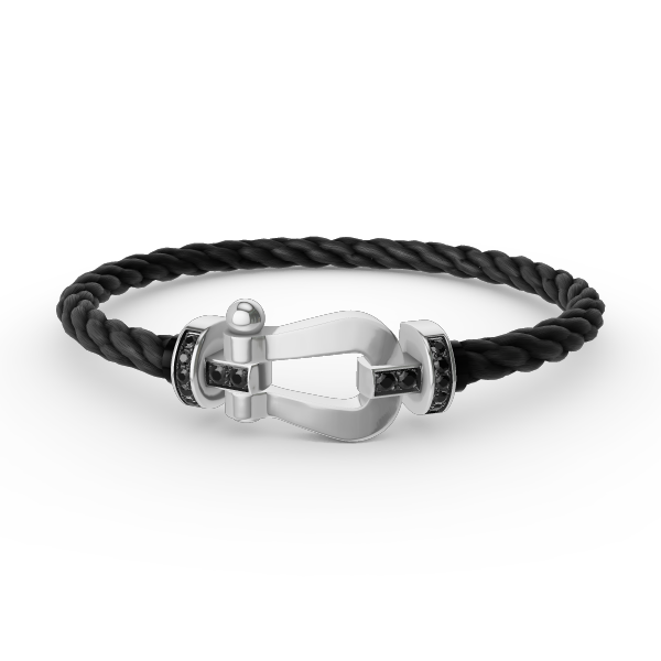 [Vintora]FORCE LARGE HORSESHOE BLACK DIAMOND BRACELET SILVER