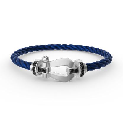 [Vintora]FORCE LARGE HORSESHOE BLACK DIAMOND BRACELET SILVER