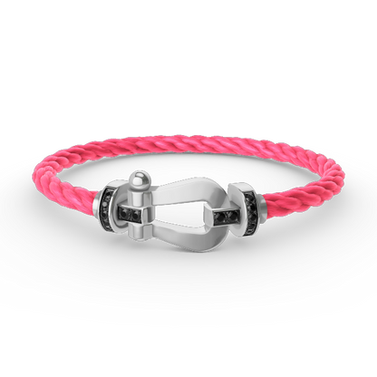 [Vintora]FORCE LARGE HORSESHOE BLACK DIAMOND BRACELET SILVER