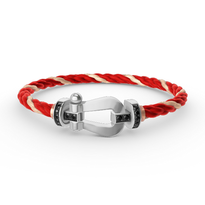 [Vintora]FORCE LARGE HORSESHOE BLACK DIAMOND BRACELET SILVER