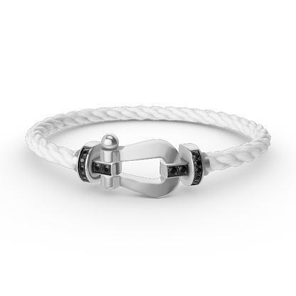 [Vintora]FORCE LARGE HORSESHOE BLACK DIAMOND BRACELET SILVER