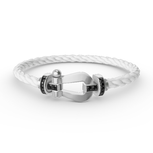 [Vintora]FORCE LARGE HORSESHOE BLACK DIAMOND BRACELET SILVER